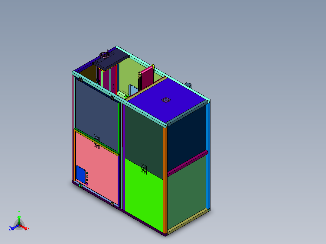 长扁型纸箱开箱设备正等轴测图