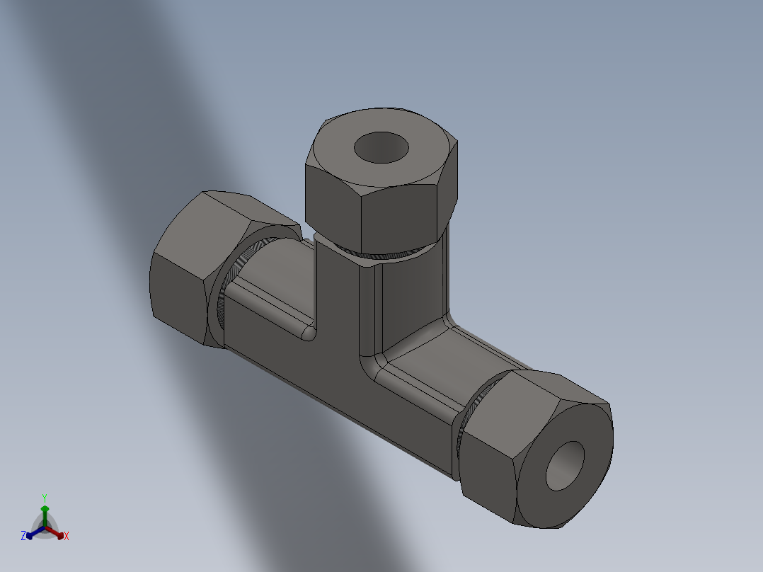 IKE 卡套正三通接头[IKE 04]正等轴测图