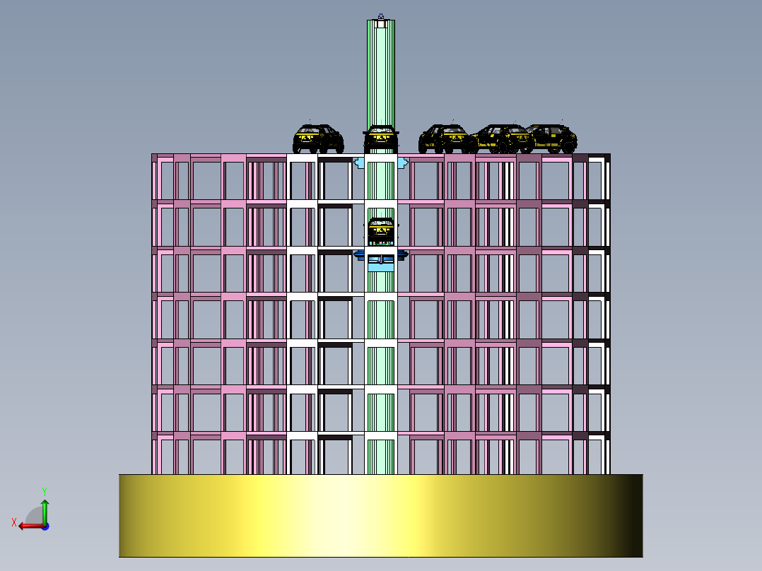 全自动升降旋转立体车库后视图