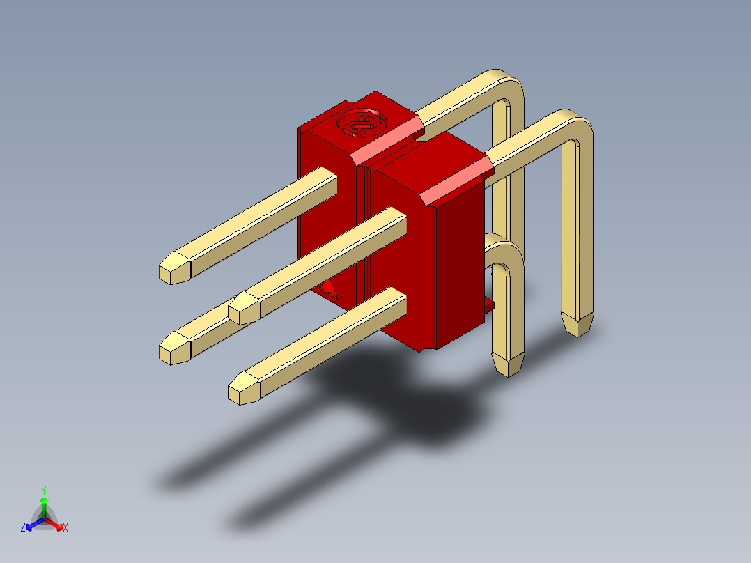 彩色公排针 100mil 2.54mm 系列-DS1022_red_2x02p_100mil_TypeD_rev1.0