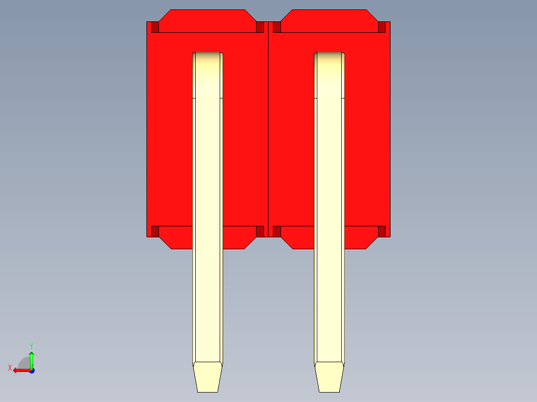 彩色公排针 100mil 2.54mm 系列-DS1022_red_2x02p_100mil_TypeD_rev1.0后视图
