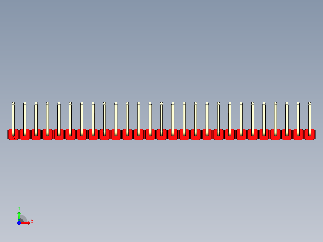 彩色公排针 100mil 2.54mm 系列-DS1022_red_27p_100mil_TypeU_rev1.0前视图