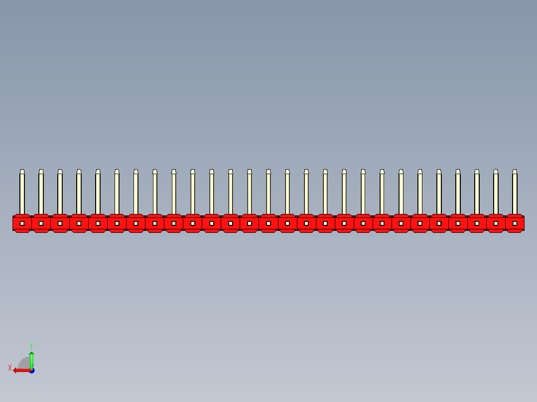 彩色公排针 100mil 2.54mm 系列-DS1022_red_27p_100mil_TypeU_rev1.0后视图