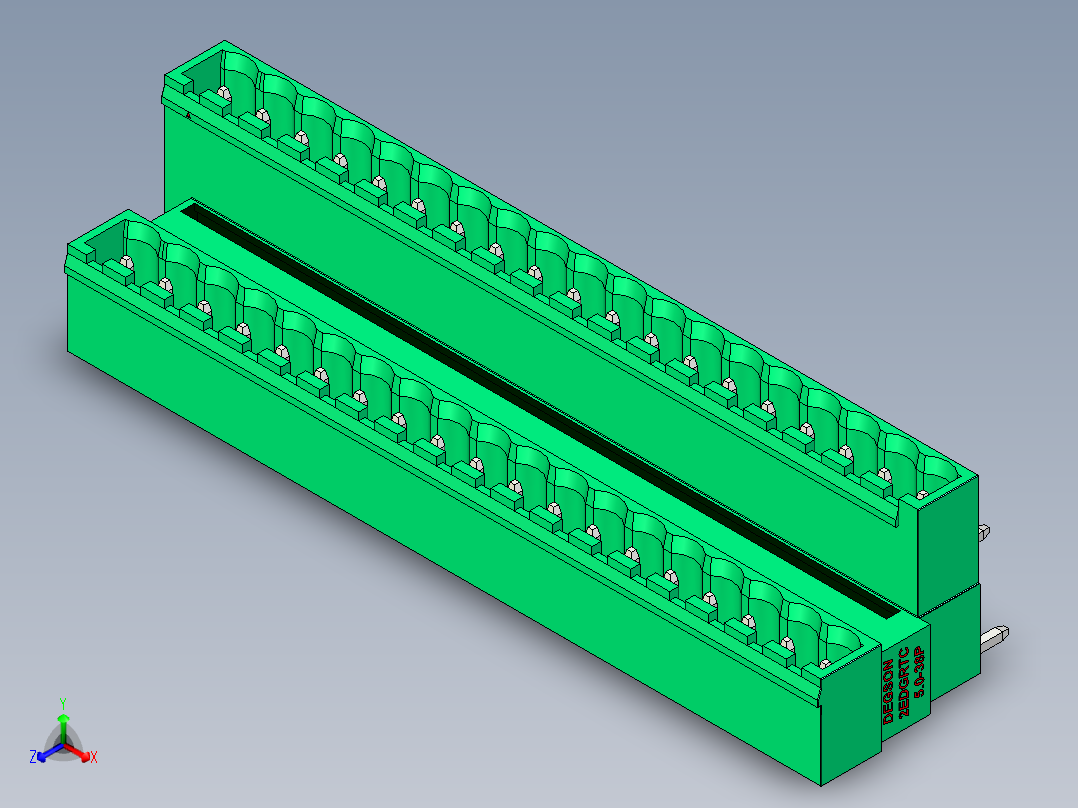 DEGSON 2EDG 系列 5.0mm 可插拔接线端子组-2EDGRTC-5.0-38P-14-00AH正等轴测图
