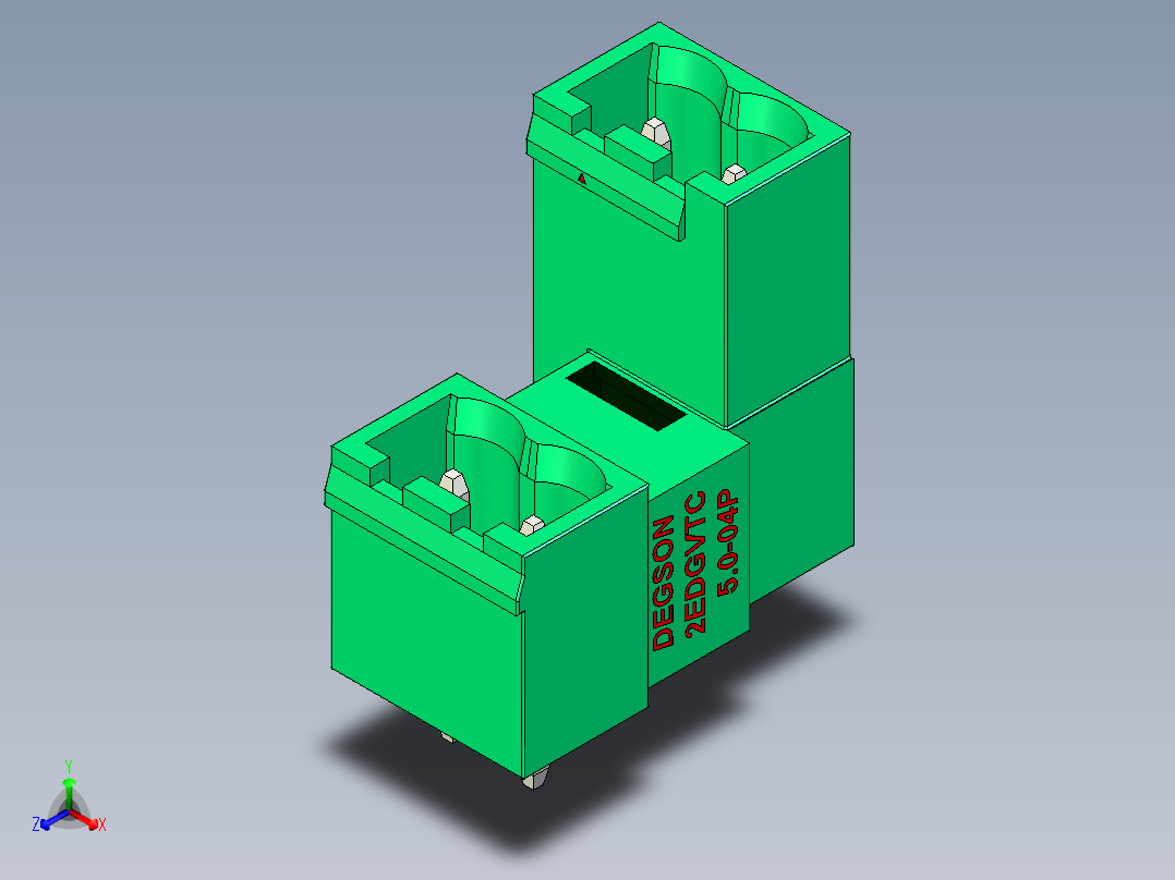 DEGSON 2EDG 系列 5.0mm 可插拔接线端子组-2EDGVTC-5.0-04P-14-00AH正等轴测图