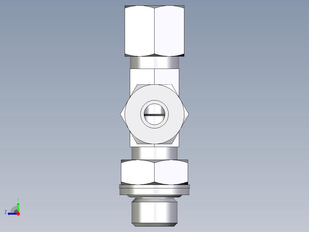 卡套式工业通用硬管接头EO_Adjustable_locknut_run_tee_LEE08ZLRCF右视图
