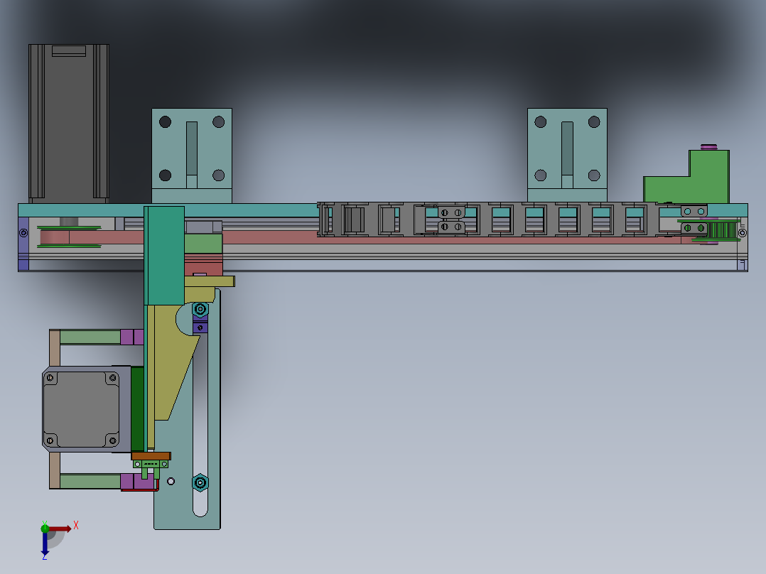 双轴XZ搬运机构三维SW模型设计资料俯视图