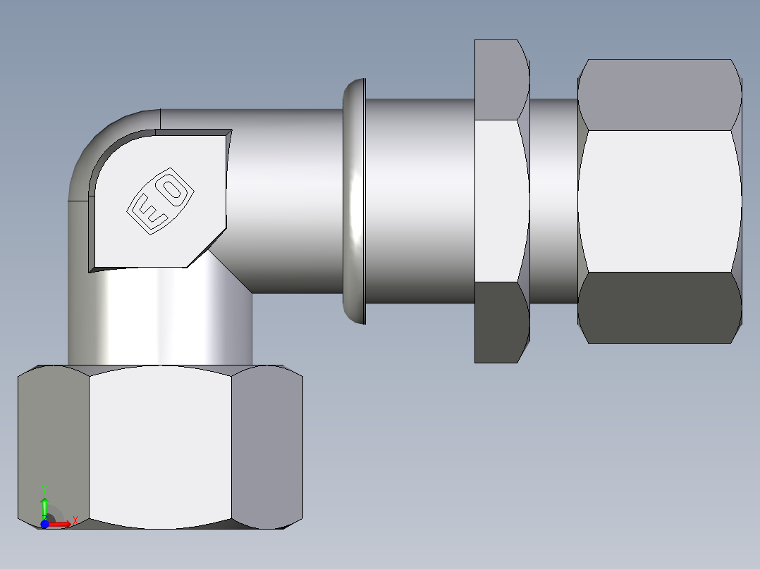卡套式工业通用硬管接头EO_Bulkhead_elbow_WSV20S71前视图