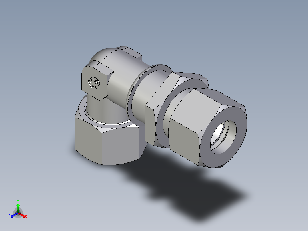 卡套式工业通用硬管接头EO_Bulkhead_elbow_WSV20S71正等轴测图