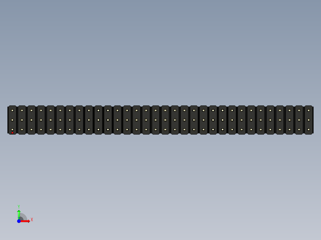 彩色公头100mil（2.54mm）系列-DS1021_black_3x32p_100mil_Type19_rev1.0前视图