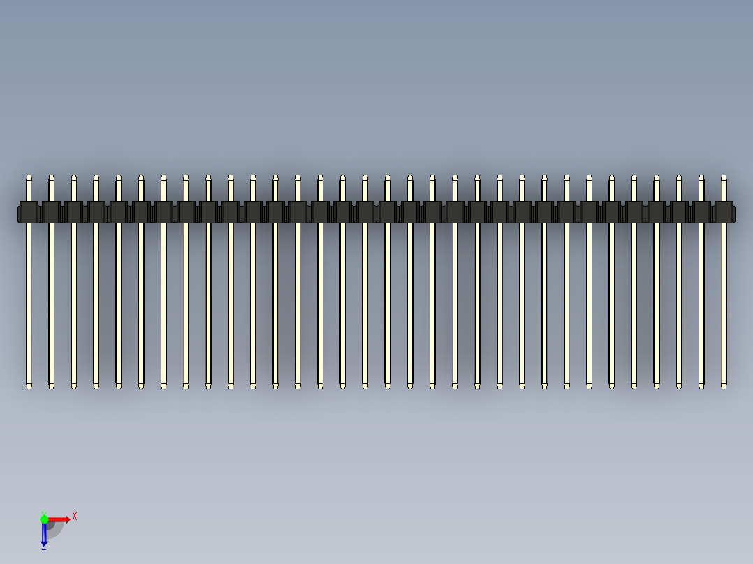彩色公头100mil（2.54mm）系列-DS1021_black_3x32p_100mil_Type19_rev1.0俯视图
