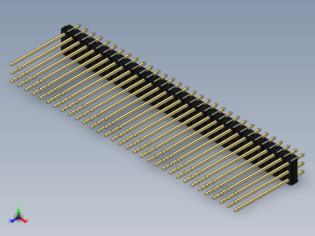 彩色公头100mil（2.54mm）系列-DS1021_black_3x32p_100mil_Type19_rev1.0正等轴测图