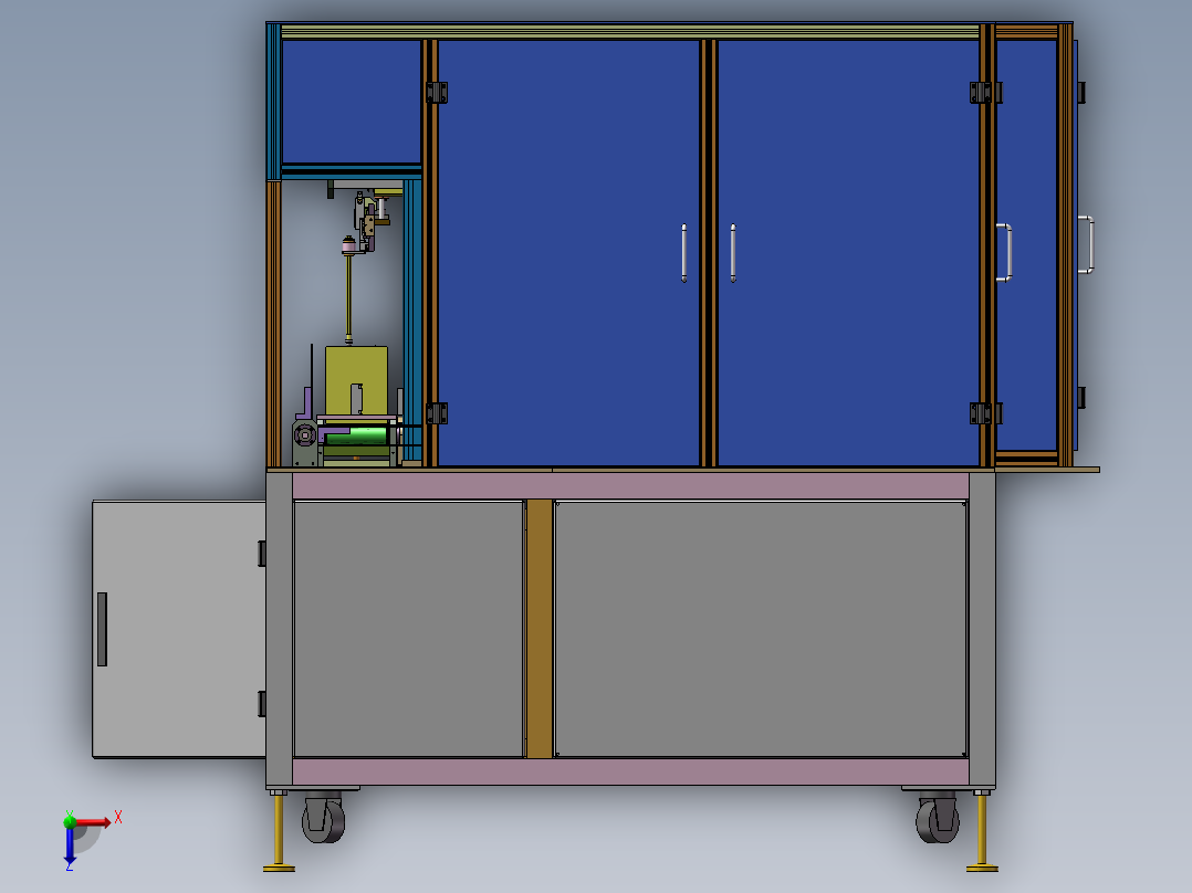 电池贴侧胶机3D图纸 非标自动化设备3D图纸3D模型俯视图