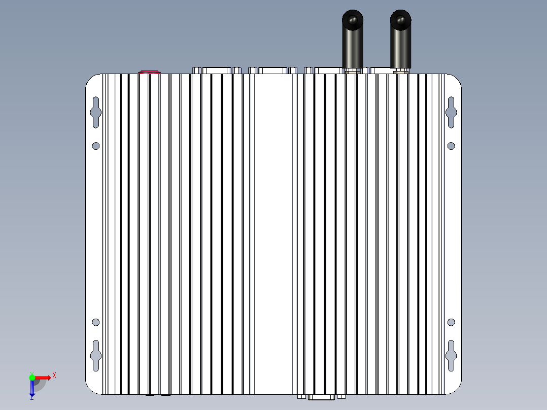 无风扇工控机三维模型俯视图