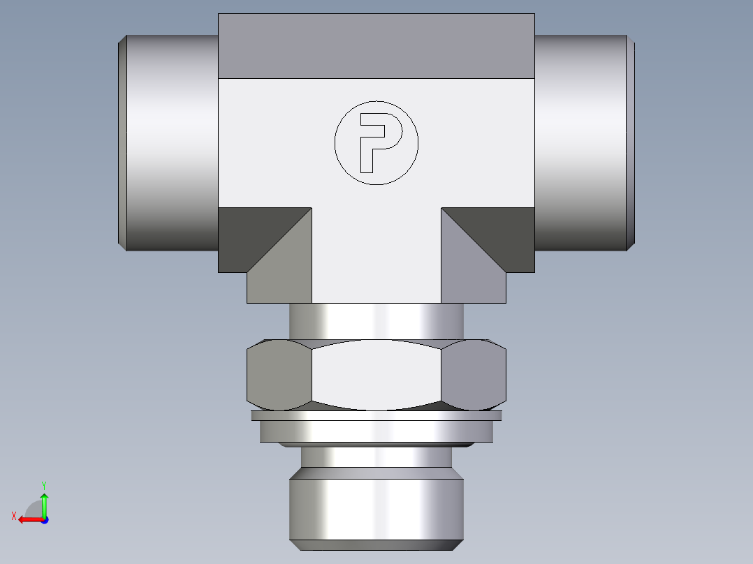卡套式工业通用硬管接头EO_Adjustable_locknut_branch_tee_TEE18LROMDCF后视图