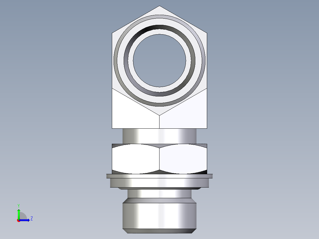 卡套式工业通用硬管接头EO_Adjustable_locknut_branch_tee_TEE18LROMDCF左视图