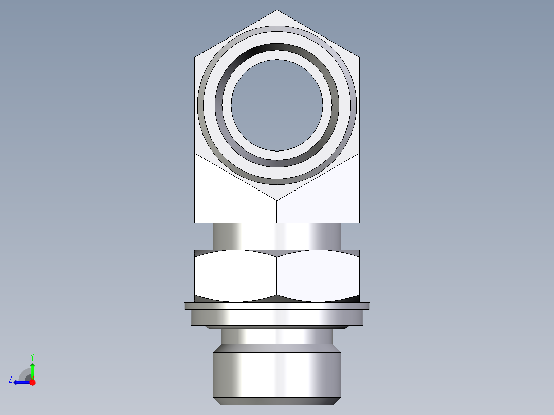 卡套式工业通用硬管接头EO_Adjustable_locknut_branch_tee_TEE18LROMDCF右视图