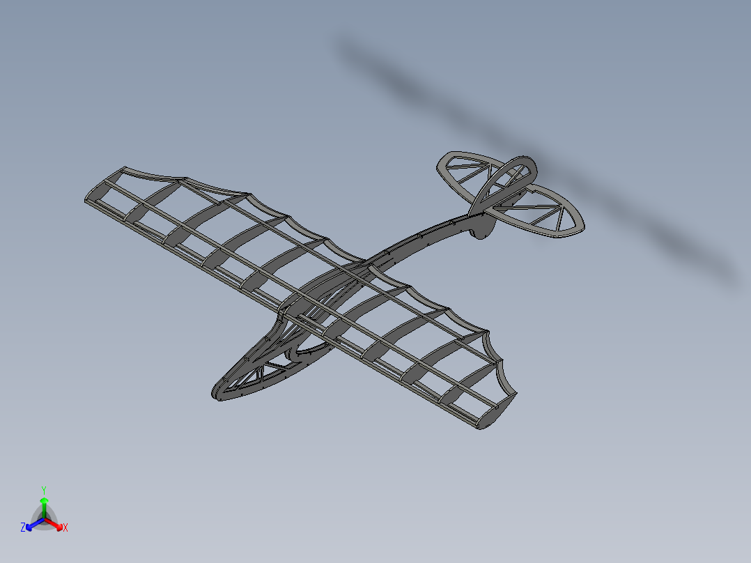 Glider Model简易滑翔机结构3D图纸 STP格式正等轴测图