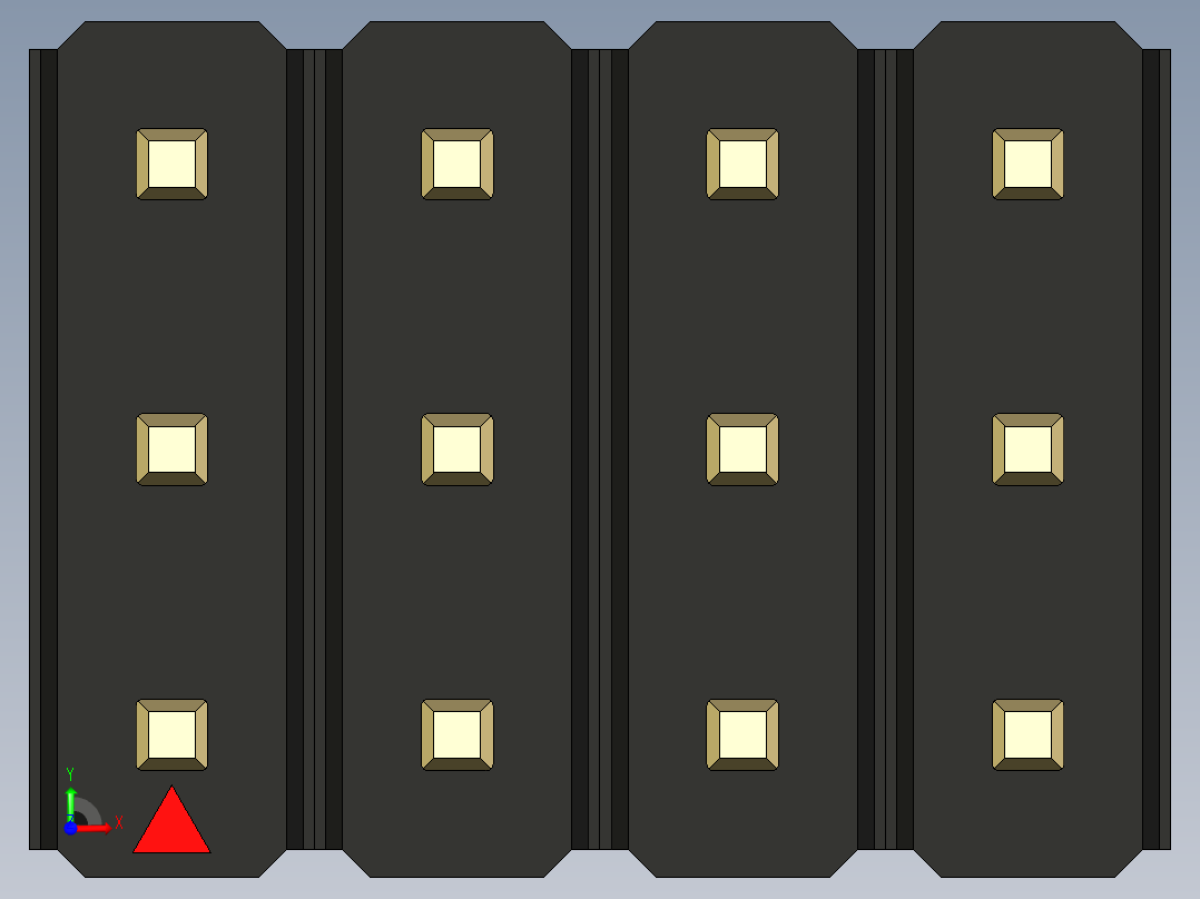 彩色公头100mil（2.54mm）系列-DS1021_black_3x04p_100mil_Type43_rev1.0前视图
