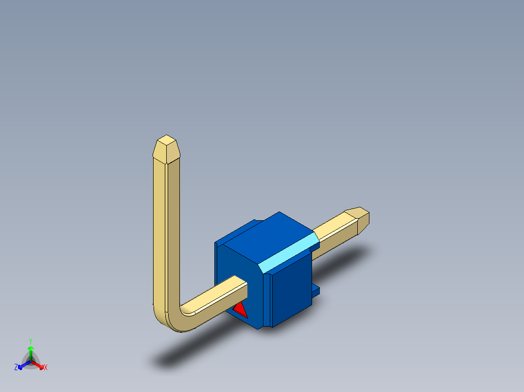 彩色公排针 100mil 2.54mm 系列-DS1022_blue_01p_100mil_TypeU_rev1.0正等轴测图