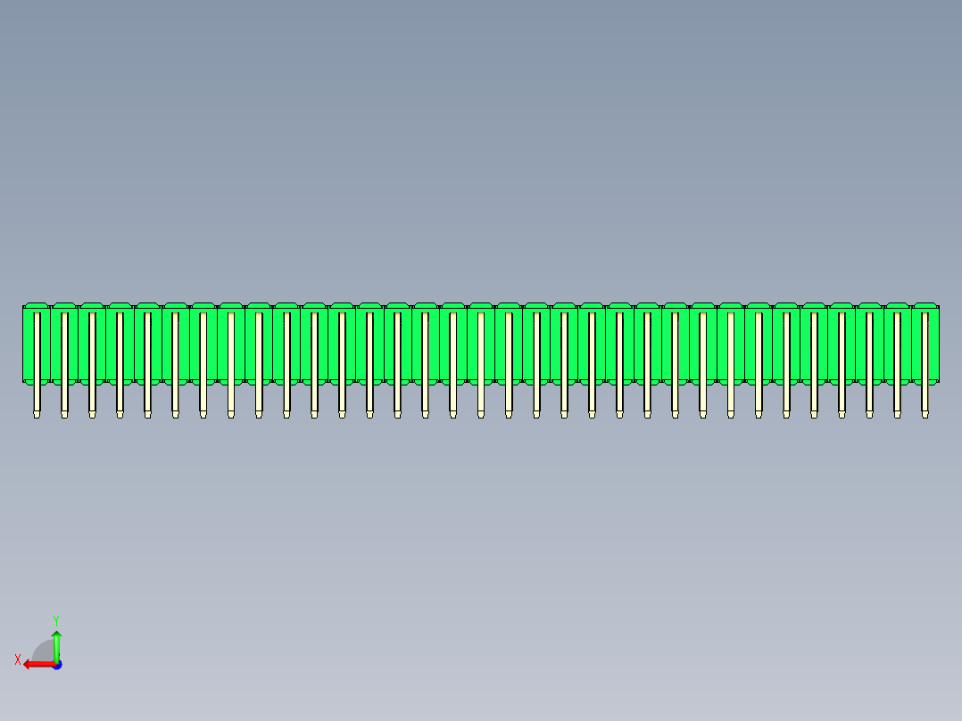 彩色公排针 100mil 2.54mm 系列-DS1022_green_3x33p_100mil_TypeD_rev1.0后视图