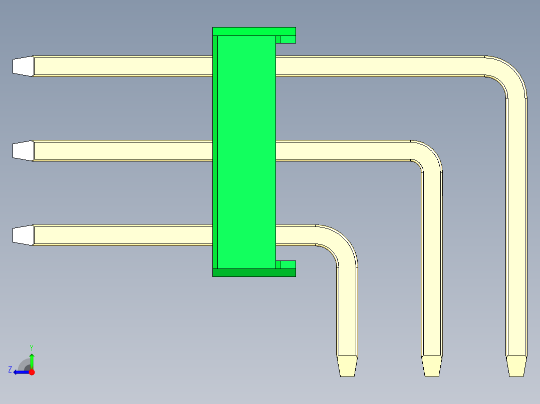 彩色公排针 100mil 2.54mm 系列-DS1022_green_3x33p_100mil_TypeD_rev1.0右视图