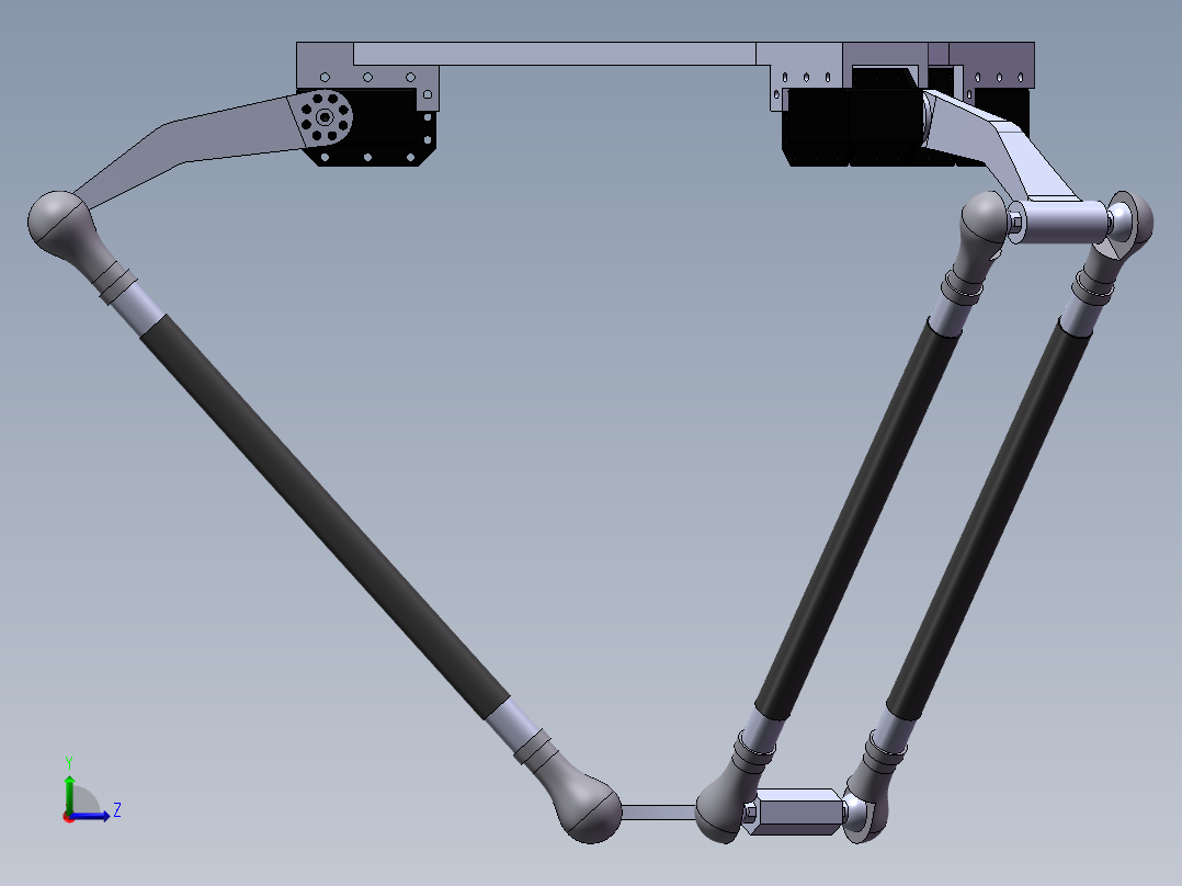 并联机械手结构设计SW三维图左视图