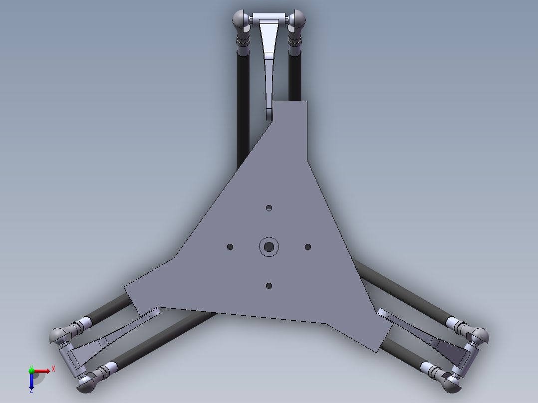 并联机械手结构设计SW三维图俯视图