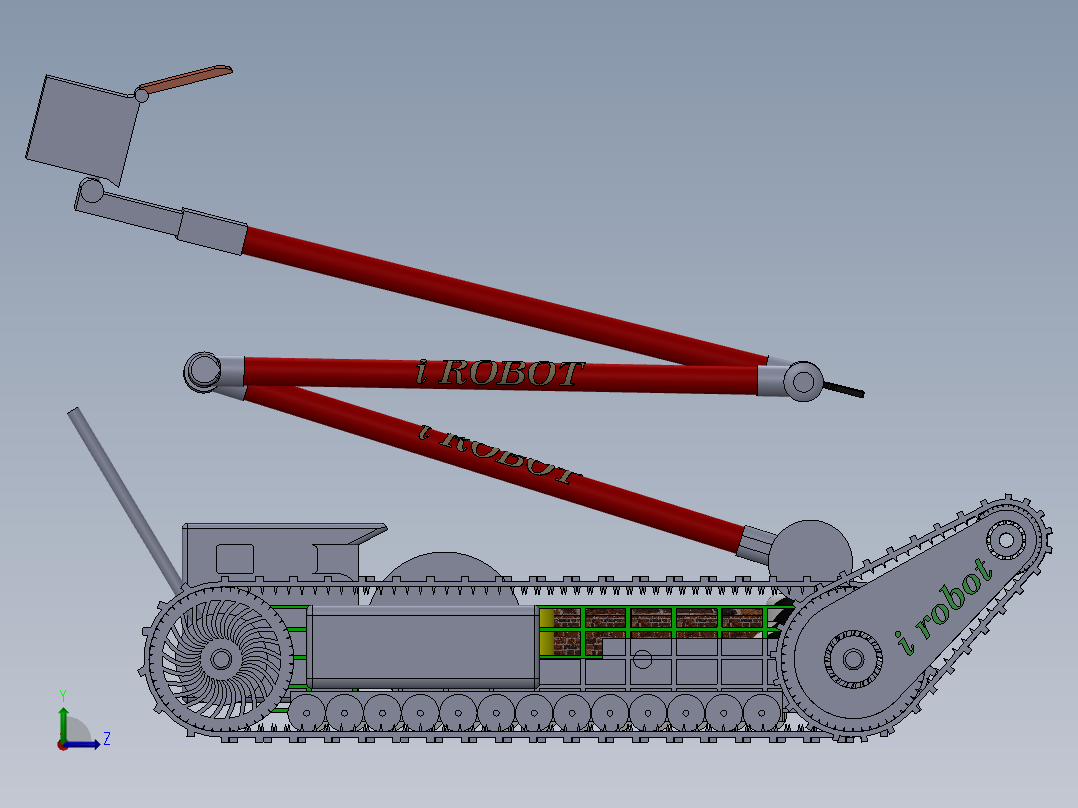 I Robot履带车机器人sw20可编辑左视图