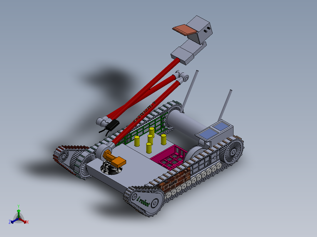 I Robot履带车机器人sw20可编辑正等轴测图