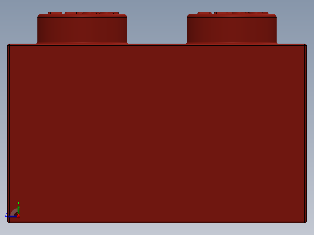 乐高套装 4421基本积木-4181138 - 2456 - 44237 Bright Red Brick 2 x 6.SLDPRT右视图