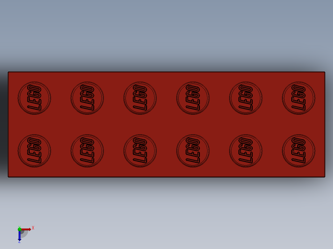 乐高套装 4421基本积木-4181138 - 2456 - 44237 Bright Red Brick 2 x 6.SLDPRT俯视图