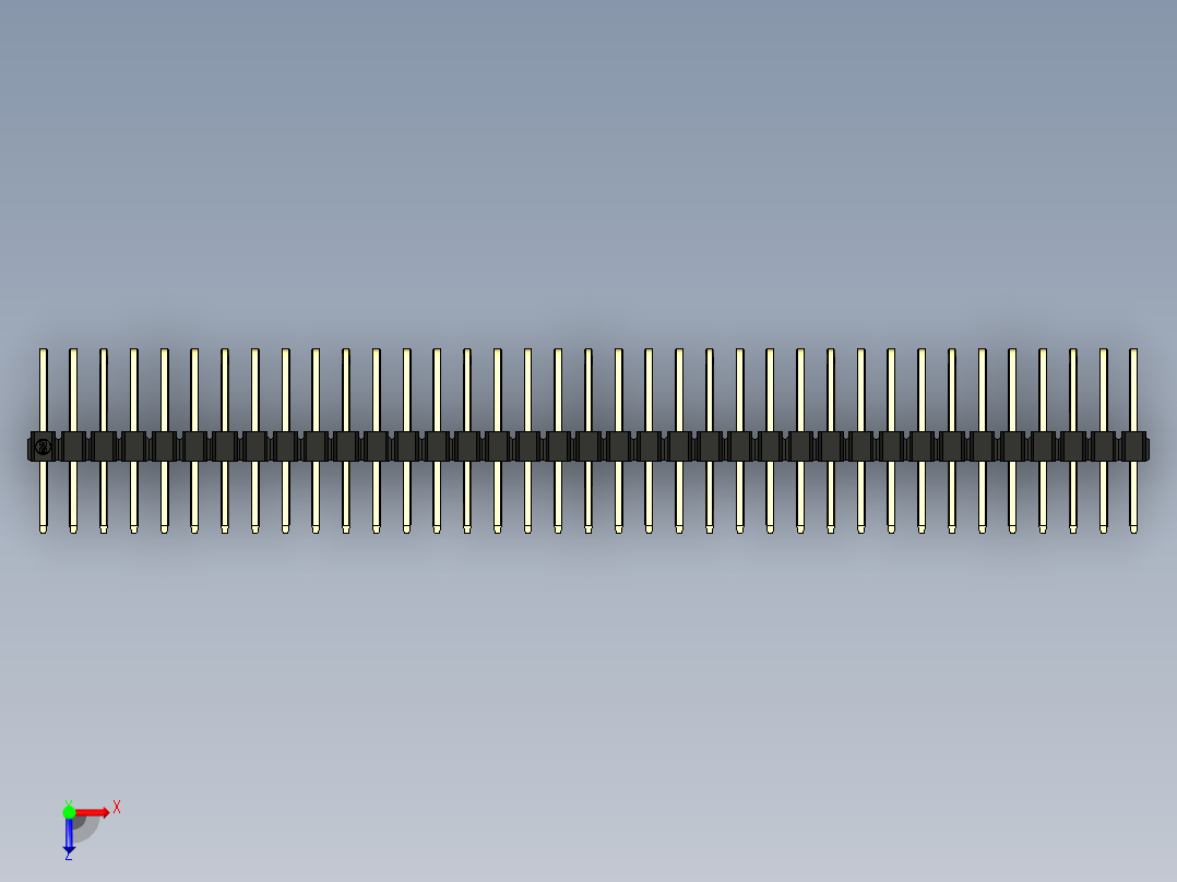 彩色公排针 100mil 2.54mm 系列-DS1022_black_3x37p_100mil_TypeD_rev1.0俯视图