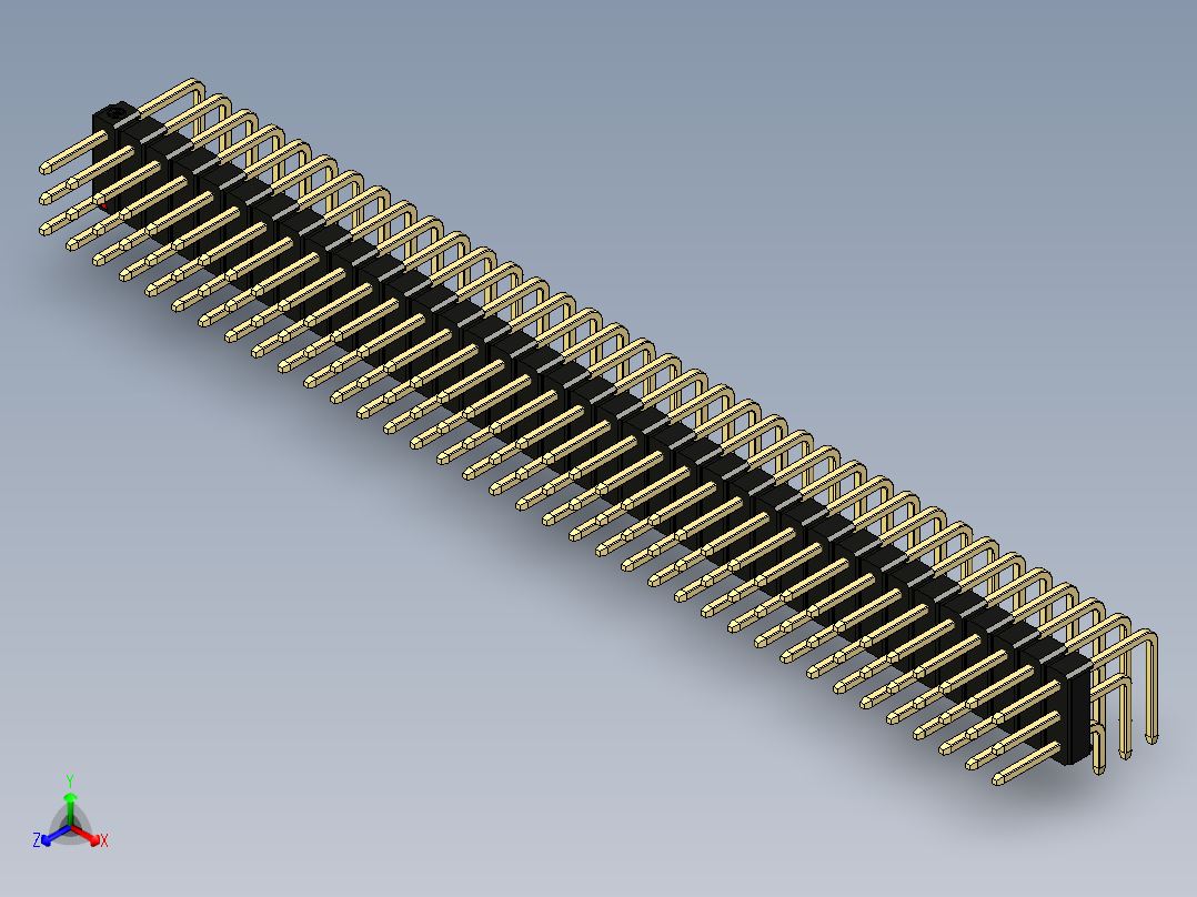 彩色公排针 100mil 2.54mm 系列-DS1022_black_3x37p_100mil_TypeD_rev1.0正等轴测图