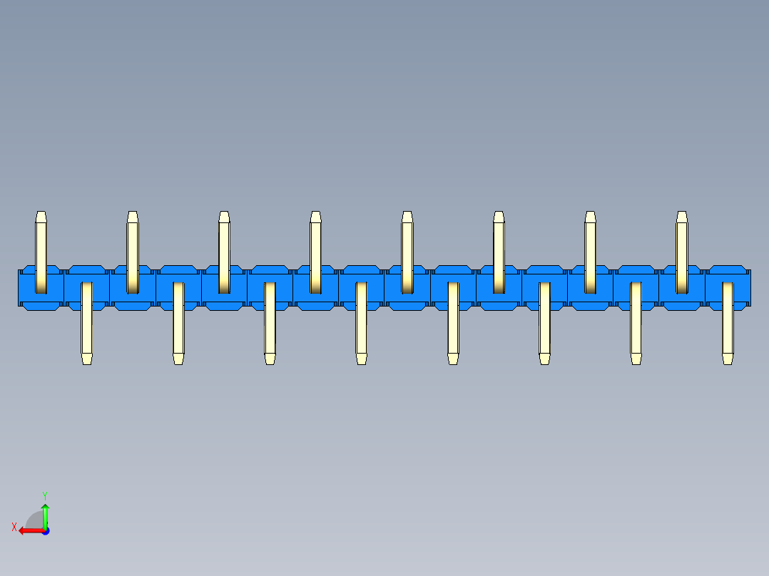 彩色公排针 100mil 2.54mm 系列-DS1022_blue_16p_100mil_Type_SMT_R2_rev1.0后视图