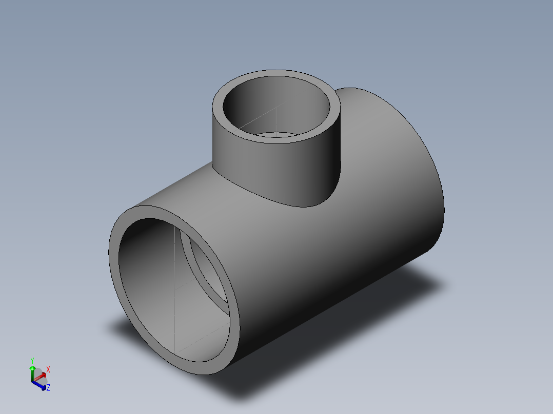 PVC管件-3x2 R-Tee正等轴测图