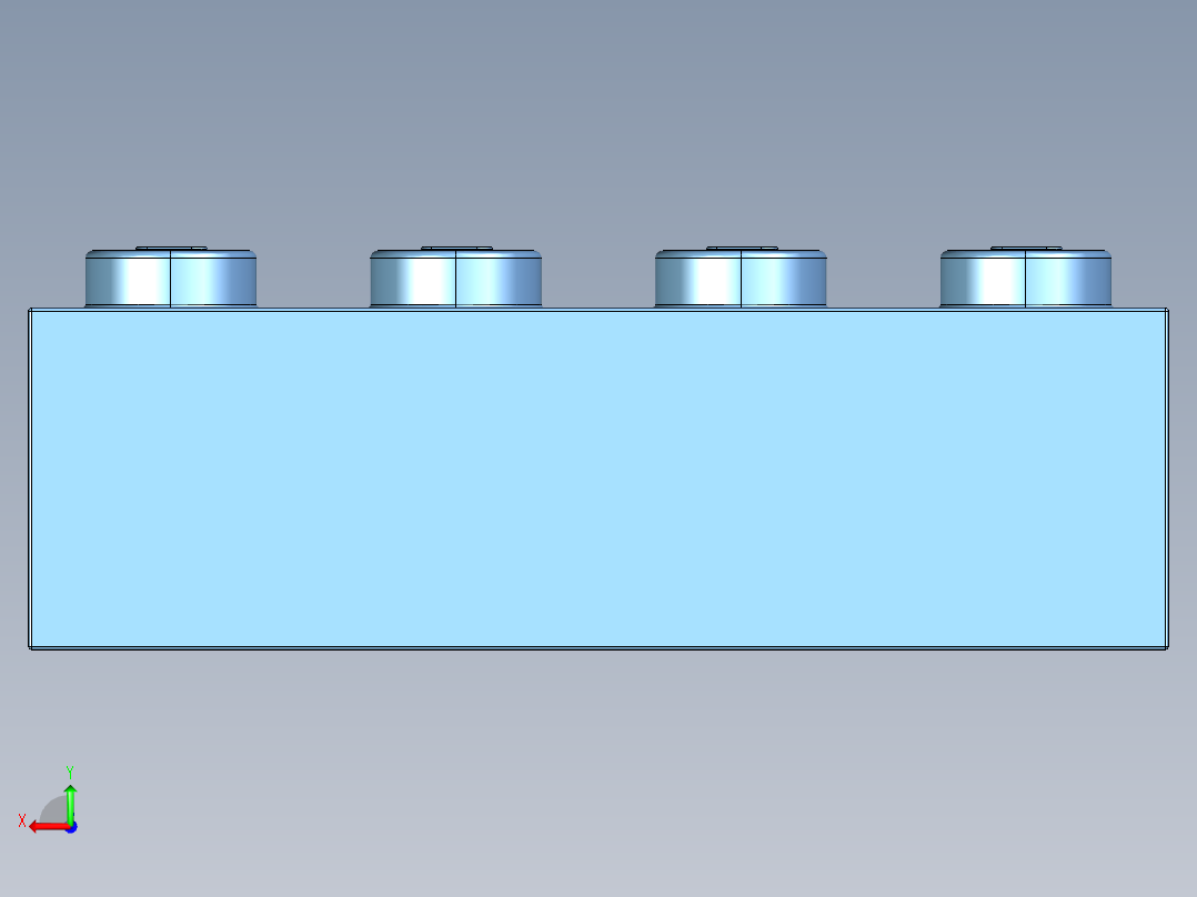 乐高套装 4421基本积木-4163696 - 3010 Medium Blue Brick 1 x 4.STEP后视图