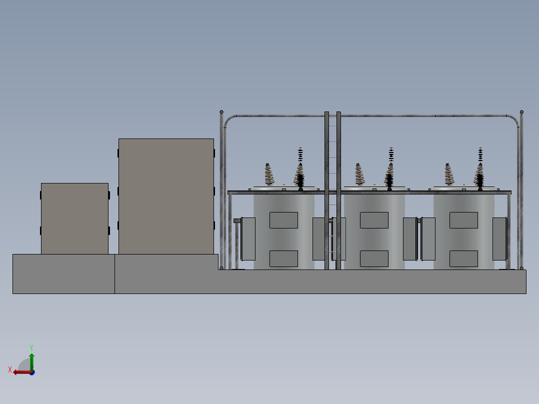 变电站中压和低压配送后视图