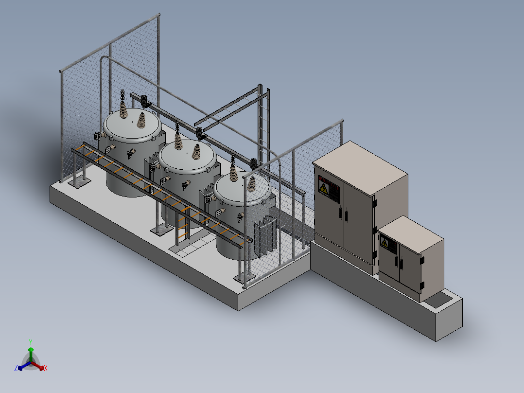 变电站中压和低压配送正等轴测图