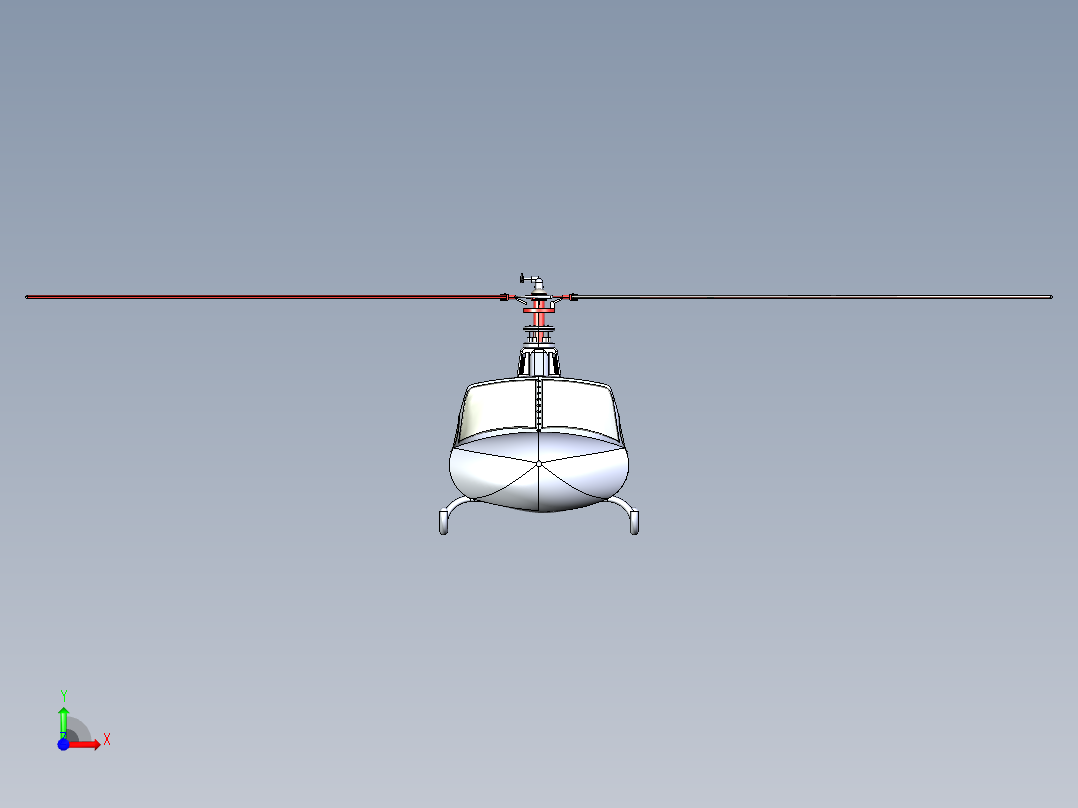 贝尔 Bell 412桨叶旋翼直升机3D图纸 IGS格式前视图