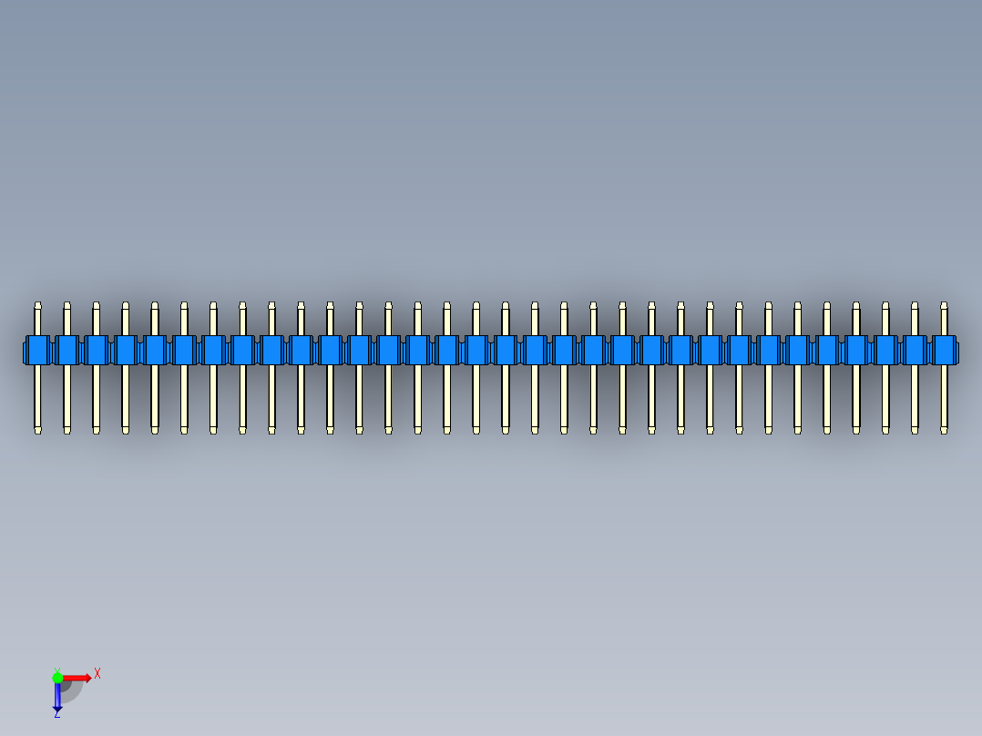 彩色公头100mil（2.54mm）系列-DS1021_blue_1x32p_100mil_Type1_rev1.0俯视图