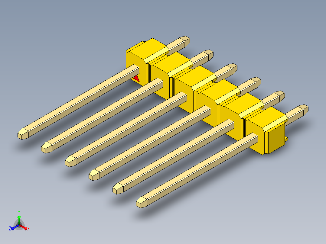 彩色公头100mil（2.54mm）系列-DS1021_yellow_1x06p_100mil_Type5_rev1.0
