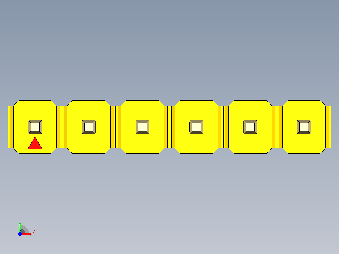 彩色公头100mil（2.54mm）系列-DS1021_yellow_1x06p_100mil_Type5_rev1.0前视图
