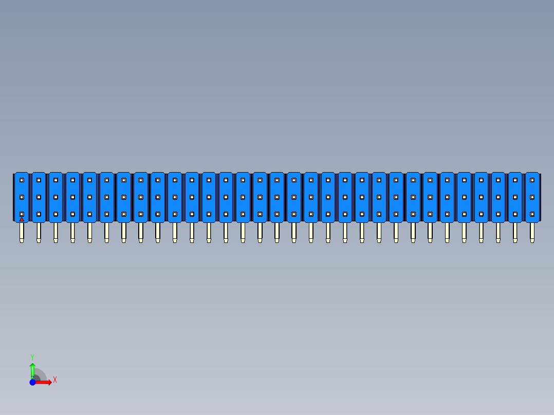 彩色公排针 100mil 2.54mm 系列-DS1022_blue_3x31p_100mil_TypeD_rev1.0前视图