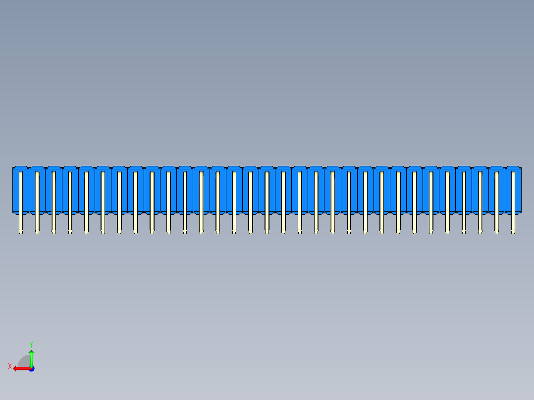 彩色公排针 100mil 2.54mm 系列-DS1022_blue_3x31p_100mil_TypeD_rev1.0后视图