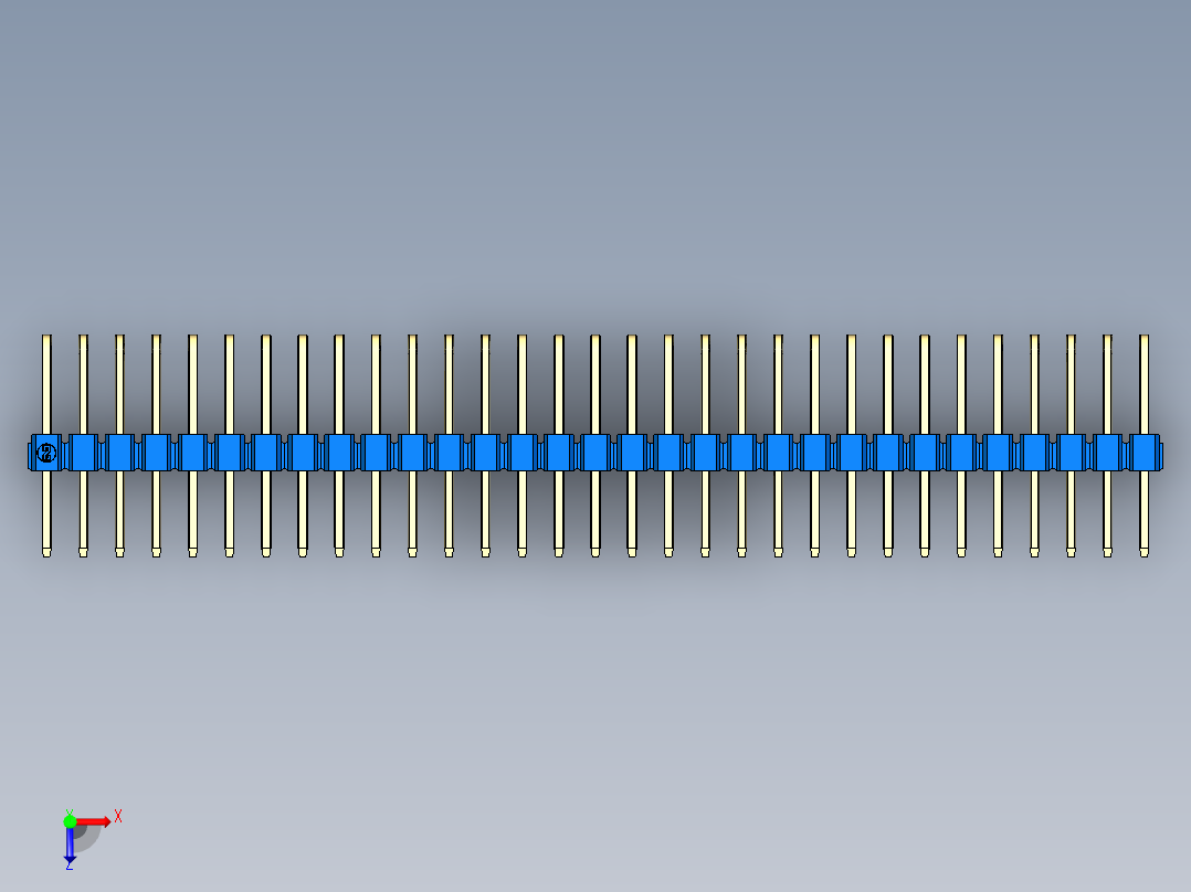 彩色公排针 100mil 2.54mm 系列-DS1022_blue_3x31p_100mil_TypeD_rev1.0俯视图