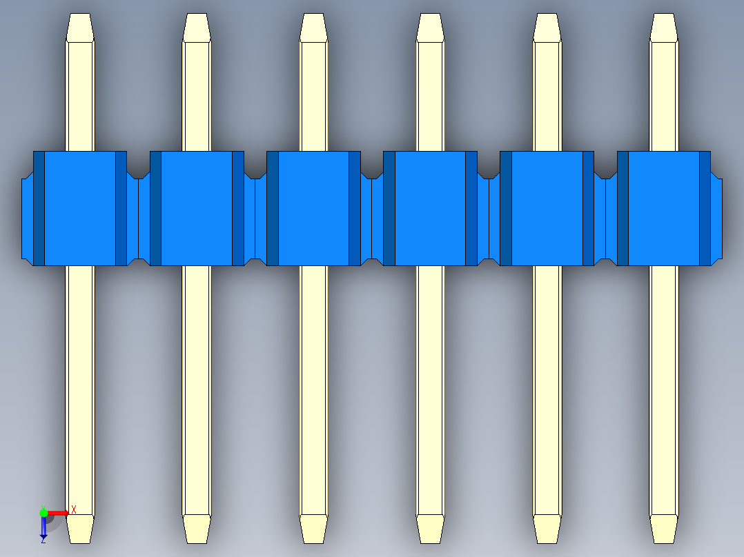 彩色公头100mil（2.54mm）系列-DS1021_blue_2x06p_100mil_Type1_rev1.0俯视图