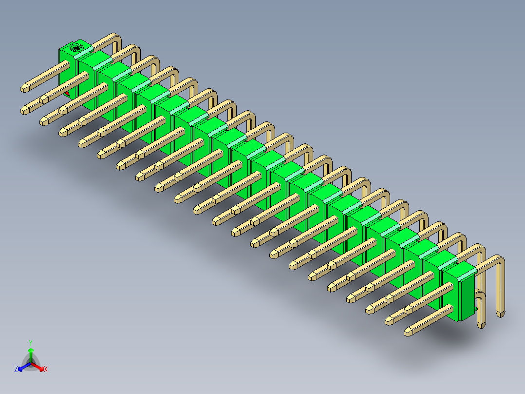 彩色公排针 100mil 2.54mm 系列-DS1022_green_2x21p_100mil_TypeD_rev1.0