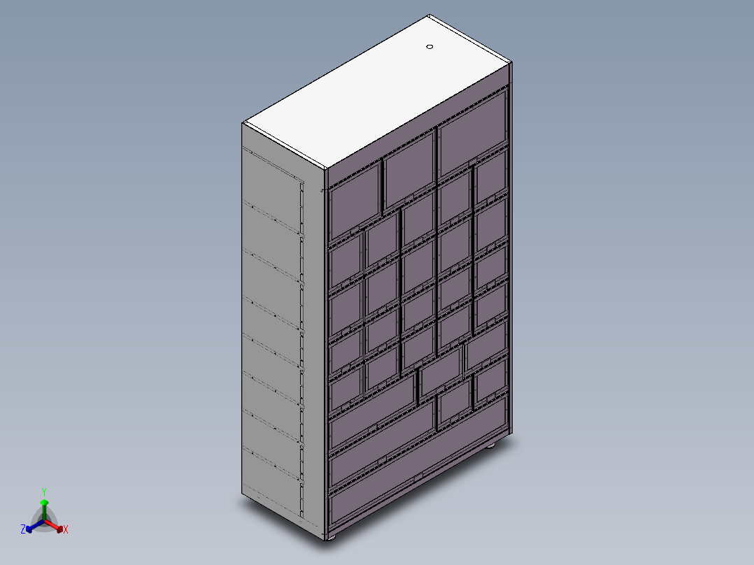 格子柜30门正等轴测图