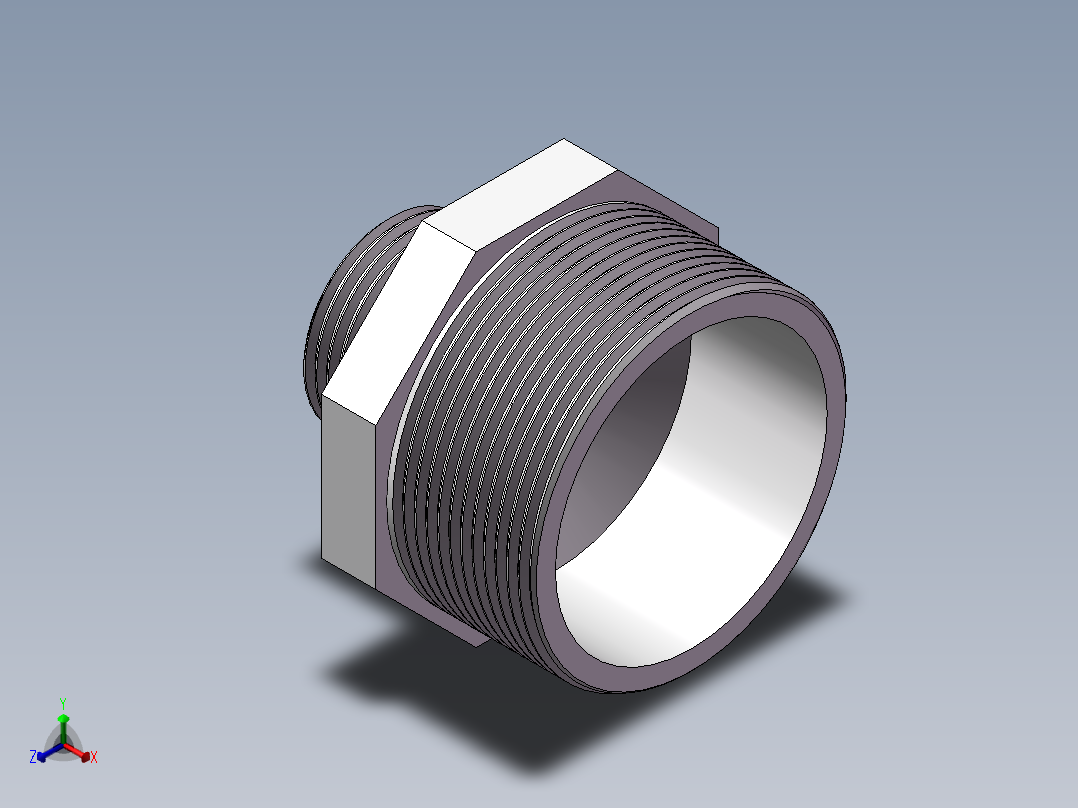 对丝-六角异径 DN50-DN25正等轴测图